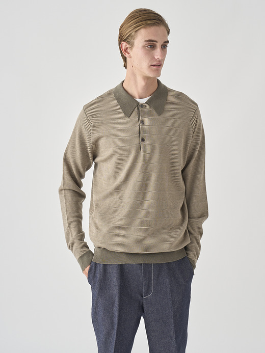 ジャガード柄 長袖ニットポロシャツ | HERBIE | 30G EASY FIT 詳細画像 NO1(HERBIE) 3