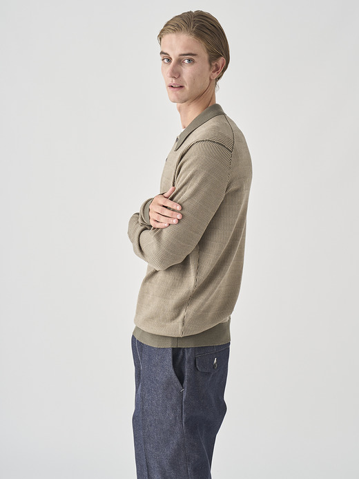 ジャガード柄 長袖ニットポロシャツ | HERBIE | 30G EASY FIT 詳細画像 NO1(HERBIE) 4