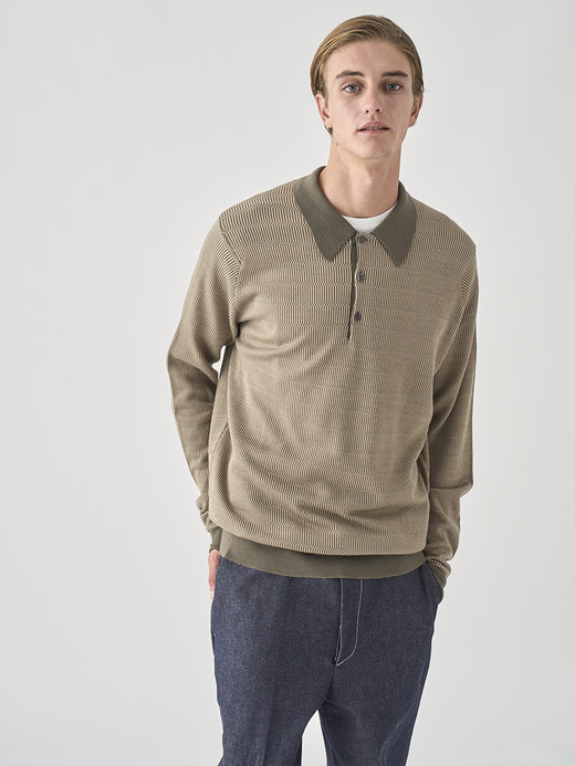 ジャガード柄 長袖ニットポロシャツ | HERBIE | 30G EASY FIT 詳細画像 NO1(HERBIE) 6