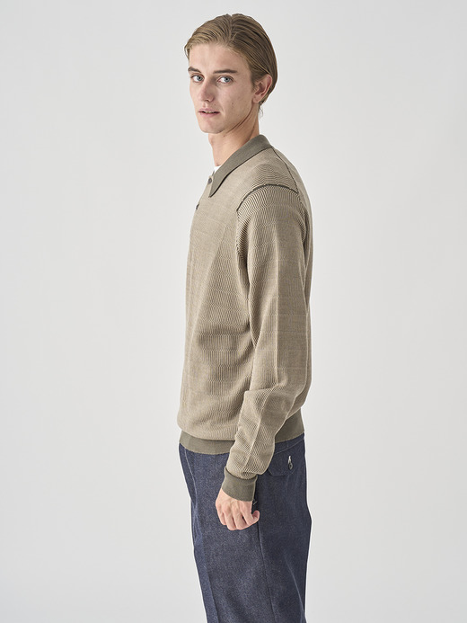 ジャガード柄 長袖ニットポロシャツ | HERBIE | 30G EASY FIT 詳細画像 NO1(HERBIE) 7