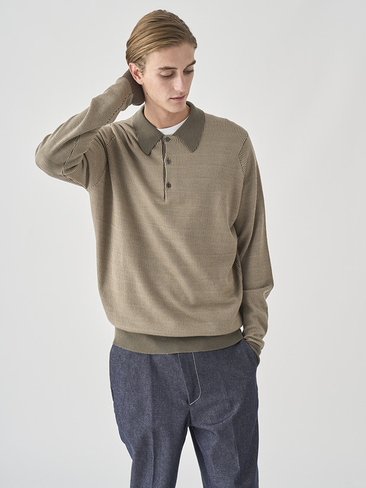 ジャガード柄 長袖ニットポロシャツ | HERBIE | 30G EASY FIT 詳細画像 NO1(HERBIE) 9