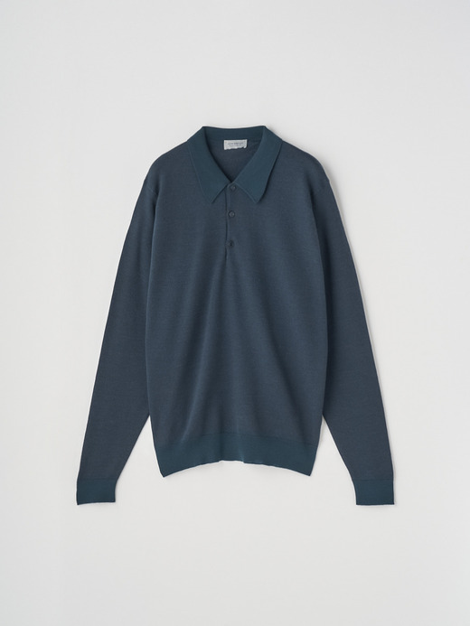 ジャガード柄 長袖ニットポロシャツ | HERBIE | 30G EASY FIT 詳細画像 NO2(HERBIE) 1