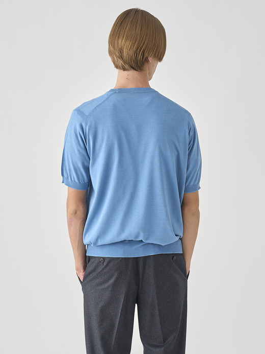 [Anglo Indian Gauze] クルーネックニットＴシャツ | HILCOTE | 30G EASY FIT 詳細画像 AZUL 4