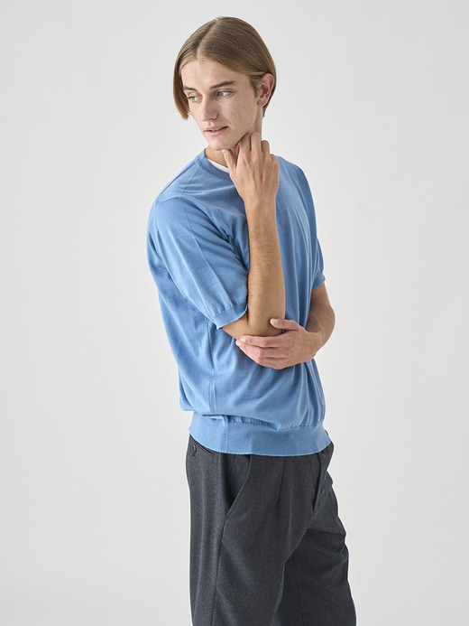 [Anglo Indian Gauze] クルーネックニットＴシャツ | HILCOTE | 30G EASY FIT 詳細画像 AZUL 5