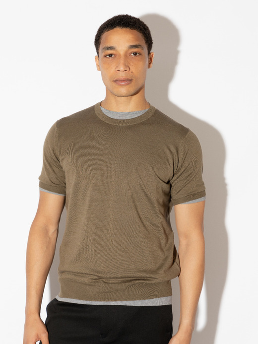 [Anglo Indian Gauze] クルーネックニットＴシャツ | HILCOTE | 30G EASY FIT 詳細画像 SEPIA 1