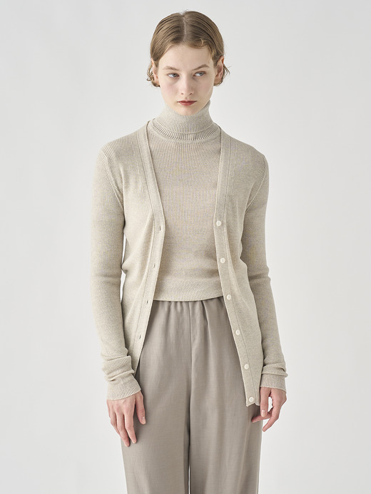 Vネック リブ長袖ニットカーディガン | JEUNE | 30G 詳細画像 GREY FLEECE 1