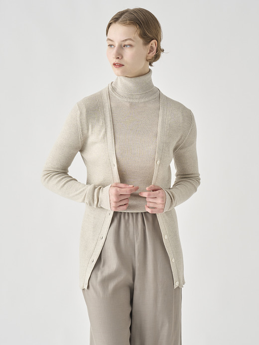 Vネック リブ長袖ニットカーディガン | JEUNE | 30G 詳細画像 GREY FLEECE 3