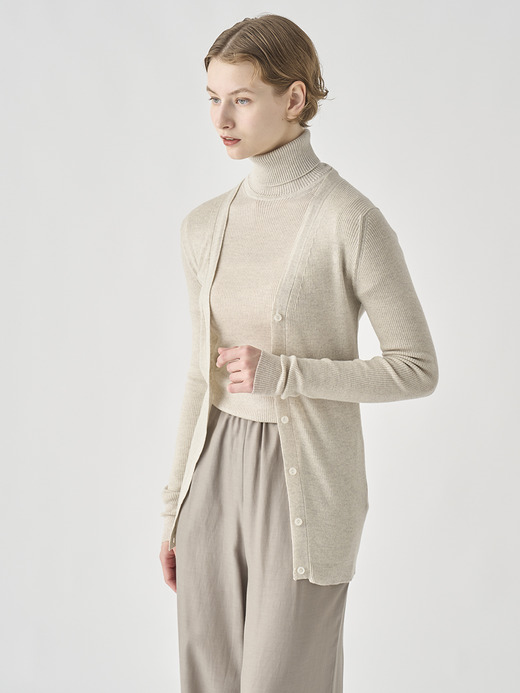 Vネック リブ長袖ニットカーディガン | JEUNE | 30G 詳細画像 GREY FLEECE 4