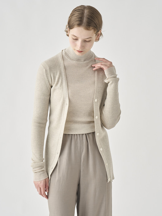 Vネック リブ長袖ニットカーディガン | JEUNE | 30G 詳細画像 GREY FLEECE 5