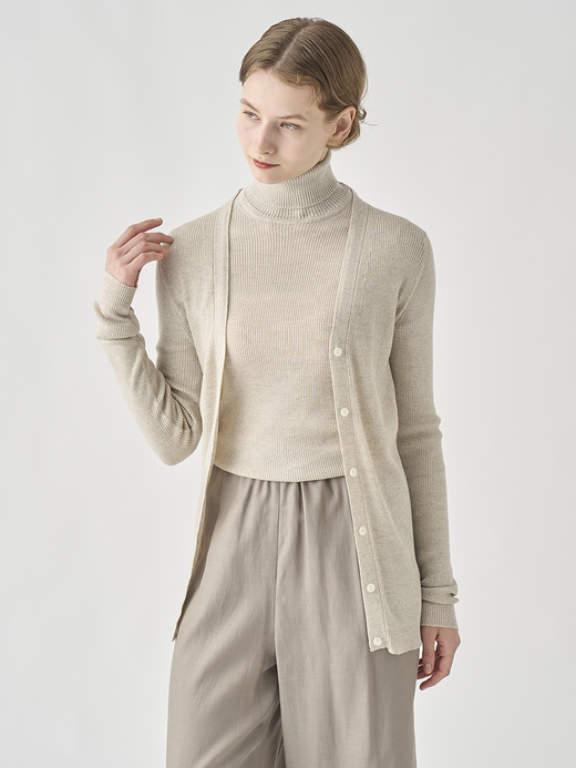 Vネック リブ長袖ニットカーディガン | JEUNE | 30G 詳細画像 GREY FLEECE 6