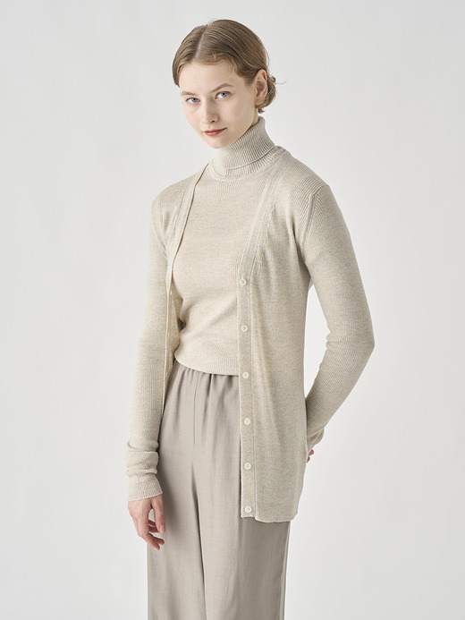 Vネック リブ長袖ニットカーディガン | JEUNE | 30G 詳細画像 GREY FLEECE 8