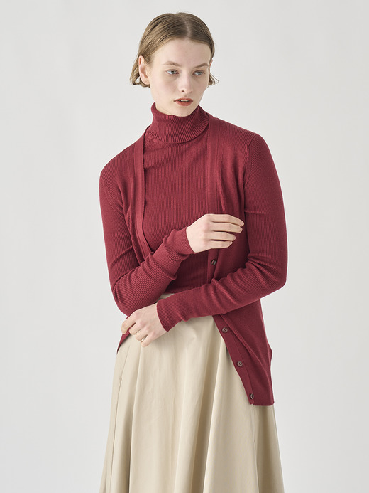 Vネック リブ長袖ニットカーディガン | JEUNE | 30G 詳細画像 WOOLF RED 1