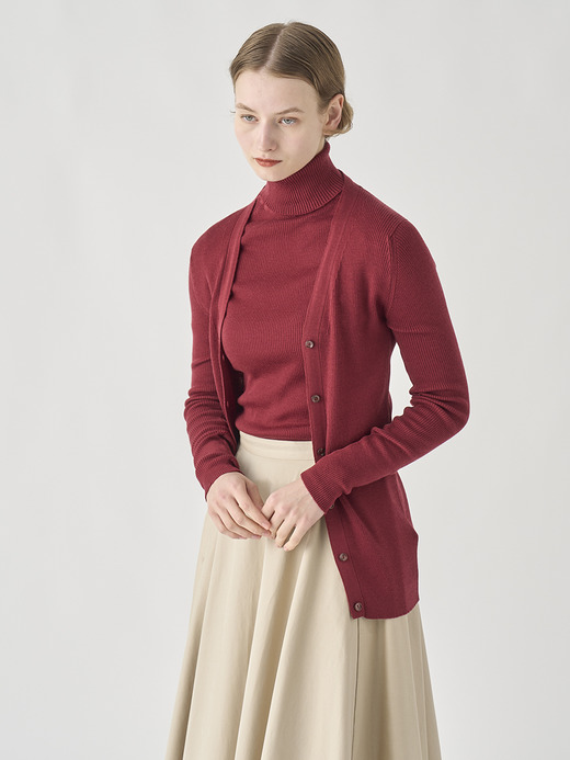 Vネック リブ長袖ニットカーディガン | JEUNE | 30G 詳細画像 WOOLF RED 4