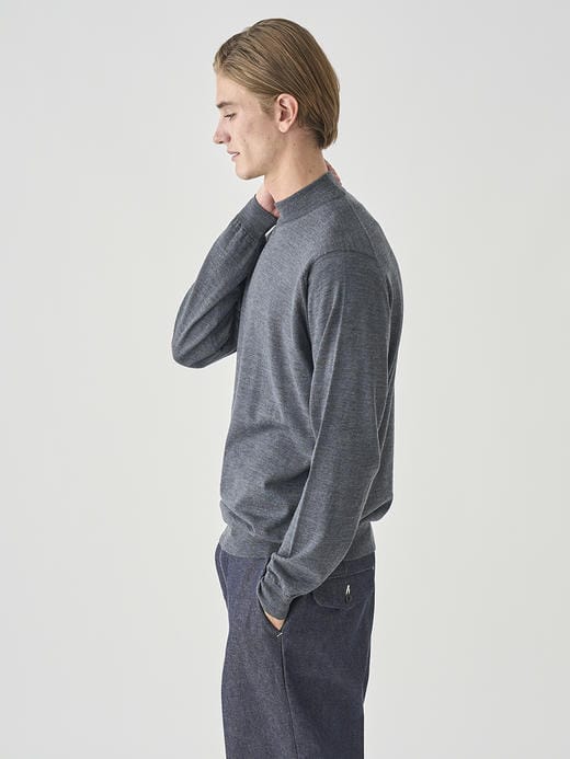 モックネック長袖ニットプルオーバー | KILDAY | 30G MODERN FIT 詳細画像 CHARCOAL 4