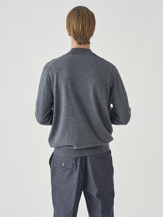 モックネック長袖ニットプルオーバー | KILDAY | 30G MODERN FIT 詳細画像 CHARCOAL 5