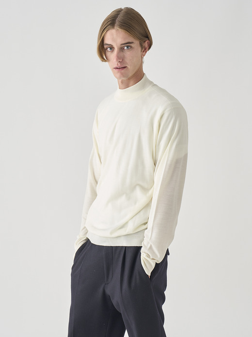 モックネック長袖ニットプルオーバー | KILDAY | 30G MODERN FIT 詳細画像 SNOW WHITE 1