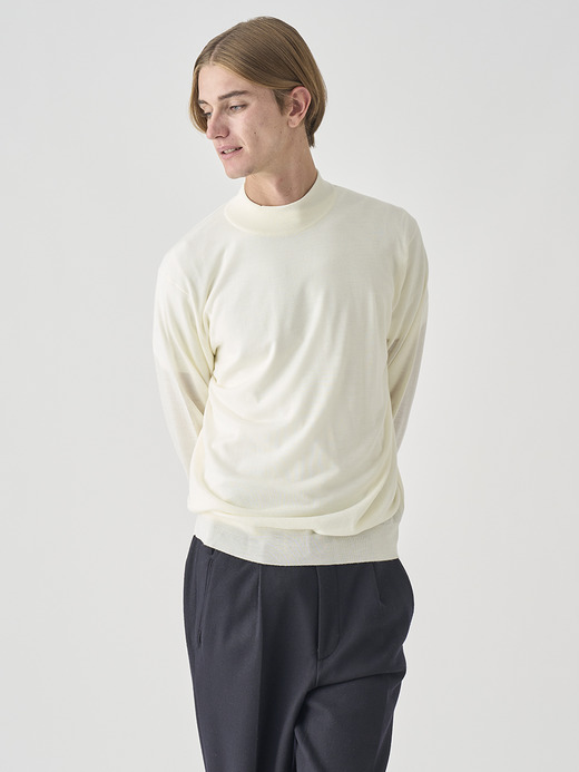 モックネック長袖ニットプルオーバー | KILDAY | 30G MODERN FIT 詳細画像 SNOW WHITE 2