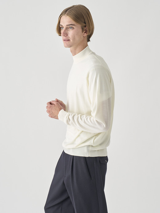 モックネック長袖ニットプルオーバー | KILDAY | 30G MODERN FIT 詳細画像 SNOW WHITE 3