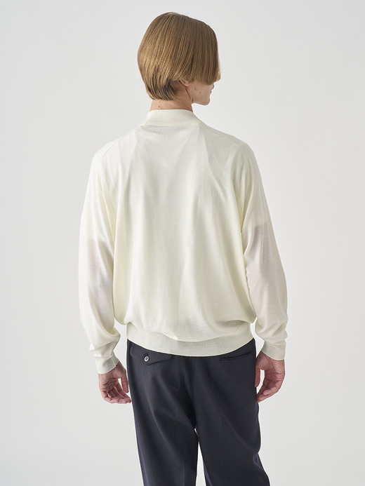 モックネック長袖ニットプルオーバー | KILDAY | 30G MODERN FIT 詳細画像 SNOW WHITE 4