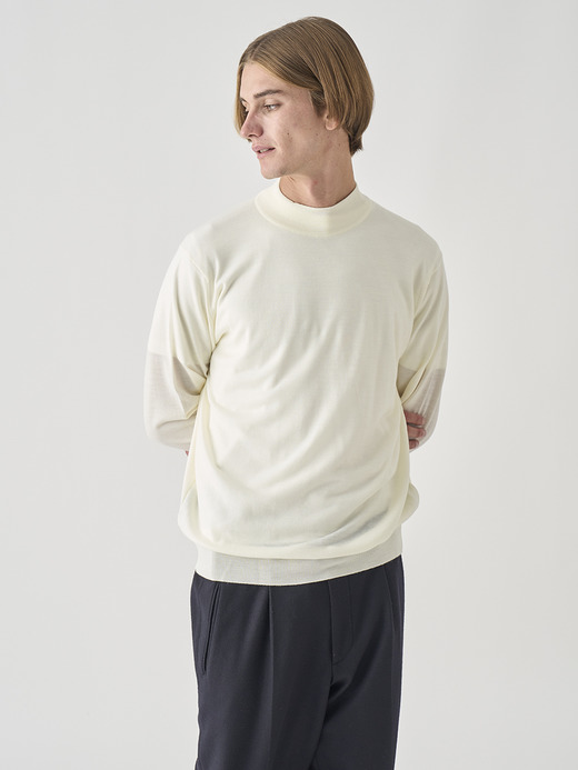モックネック長袖ニットプルオーバー | KILDAY | 30G MODERN FIT 詳細画像 SNOW WHITE 6