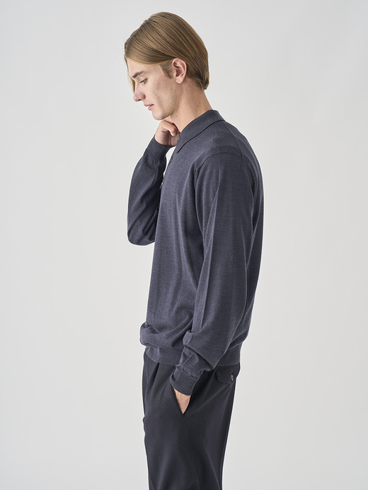 長袖ニットポロシャツ | KNOLL | 30G MODERN FIT 詳細画像 HEPBURN SMOKE 3