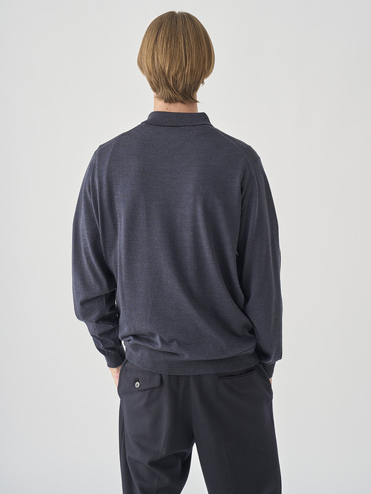 長袖ニットポロシャツ | KNOLL | 30G MODERN FIT 詳細画像 HEPBURN SMOKE 4