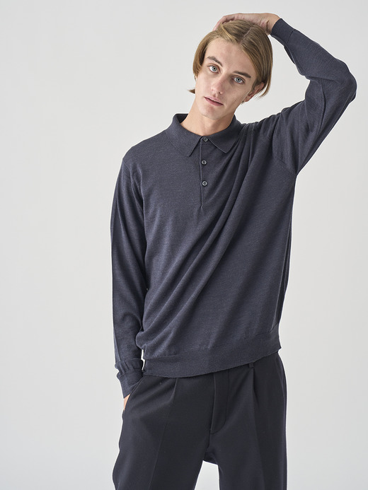 長袖ニットポロシャツ | KNOLL | 30G MODERN FIT 詳細画像 HEPBURN SMOKE 6