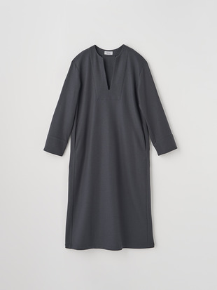 ウールジャージー スキッパーネックオーバーワンピース｜FA131