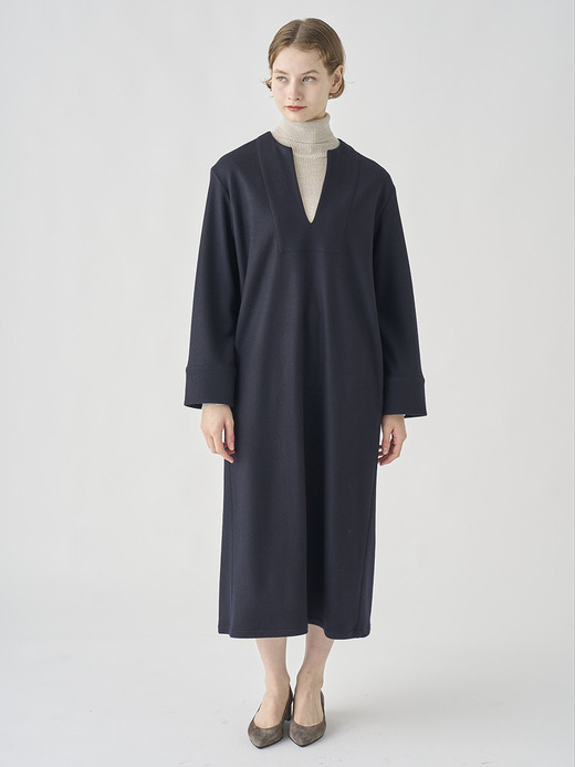 ウールジャージー スキッパーネックオーバーワンピース｜FA131 詳細画像 NO2(L03530FA131_ネイビー) 1