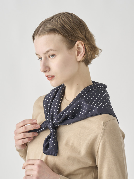 Silk Dot Scarf | LARGE 詳細画像 NO1(L03530SF751_ネイビー) 3