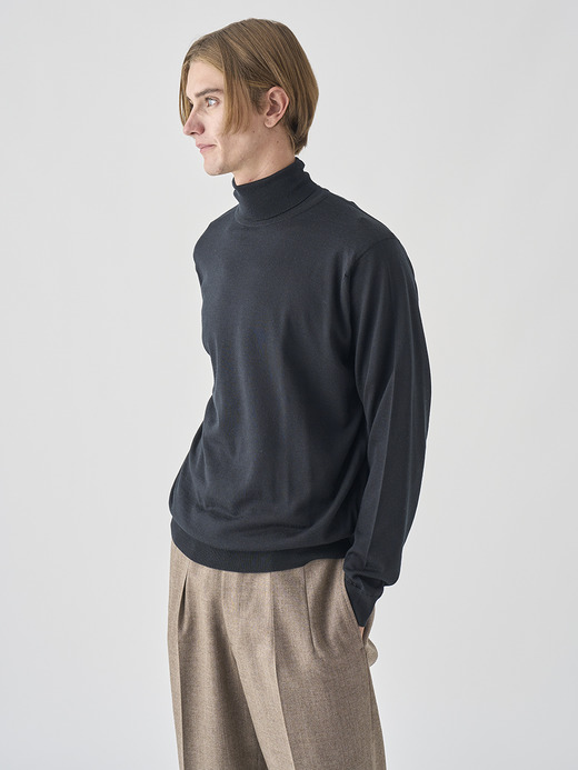 タートルネック長袖ニットプルオーバー | LEVINE | 30G MODERN FIT 詳細画像 BLACK 4