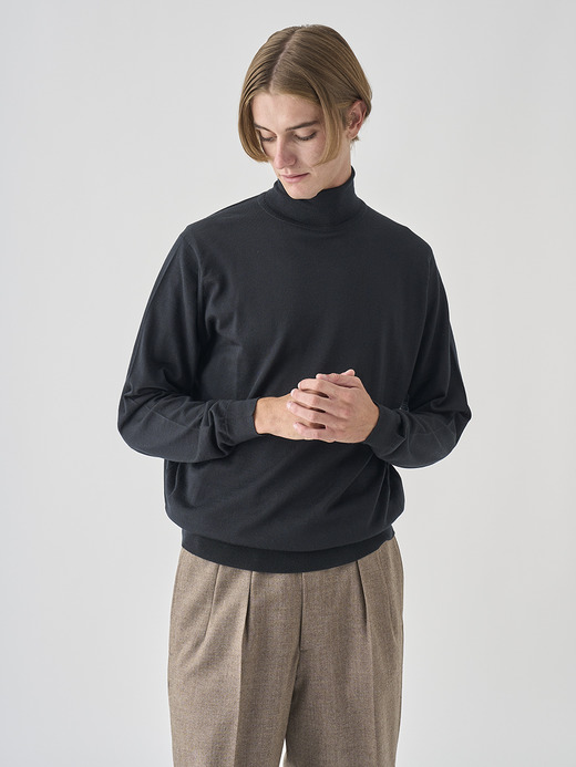 タートルネック長袖ニットプルオーバー | LEVINE | 30G MODERN FIT 詳細画像 BLACK 7