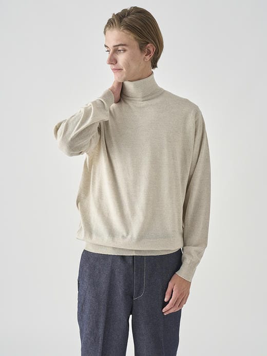 タートルネック長袖ニットプルオーバー | LEVINE | 30G MODERN FIT 詳細画像 GREY FLEECE 3