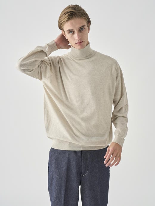 タートルネック長袖ニットプルオーバー | LEVINE | 30G MODERN FIT 詳細画像 GREY FLEECE 4