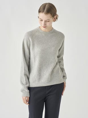 ［Eco Cashmere］カシミヤ混 クルーネックリブニットプルオーバー| LYLLA | 7G
