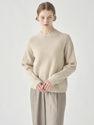 ［Eco Cashmere］カシミヤ混 クルーネックリブニットプルオーバー| LYLLA | 7G