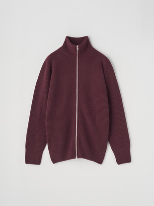 ［Eco Cashmere］カシミヤ混 フルジップスタンドネック長袖ドライバーズニットジャケット | MALLAM | 7G