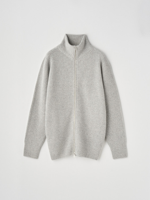 ［Eco Cashmere］カシミヤ混 フルジップスタンドネック長袖ドライバーズニットジャケット | MALLAM | 7G 詳細画像 POLAR 2