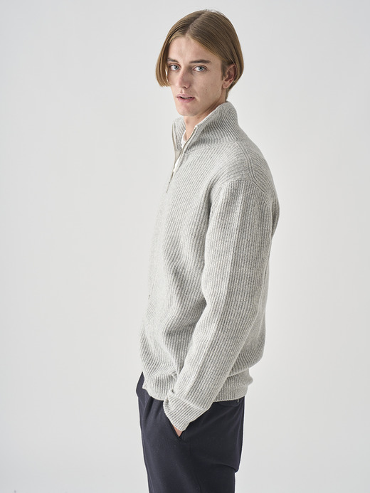 ［Eco Cashmere］カシミヤ混 フルジップスタンドネック長袖ドライバーズニットジャケット | MALLAM | 7G 詳細画像 POLAR 4