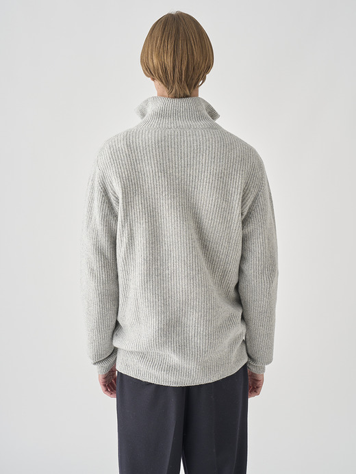 ［Eco Cashmere］カシミヤ混 フルジップスタンドネック長袖ドライバーズニットジャケット | MALLAM | 7G 詳細画像 POLAR 5