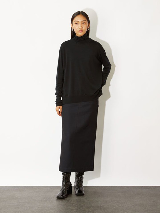 タートルネック長袖ワイドシルエットプルオーバー｜MALLERY｜30G RELAX FIT 詳細画像 BLACK 1