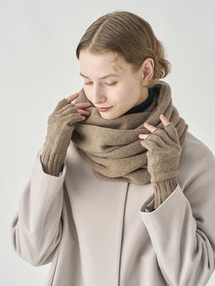 ［Eco Cashmere］カシミヤ混 フィンガーレスニットグローブ | MIST | 5G