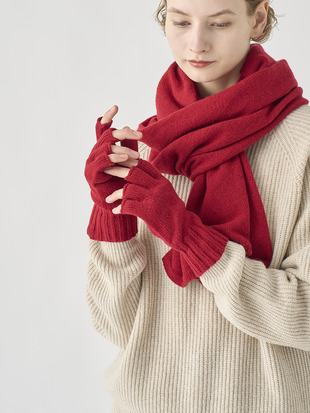 ［Eco Cashmere］カシミヤ混 フィンガーレスニットグローブ | MIST | 5G
