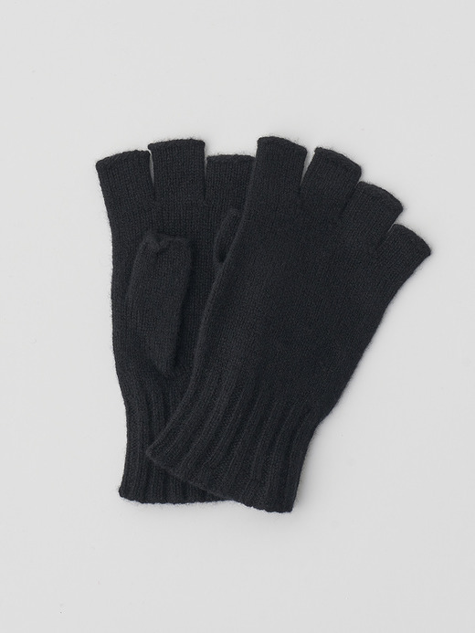 ［Eco Cashmere］カシミヤ混 フィンガーレスニットグローブ | MIST | 5G 詳細画像 BLACK 1