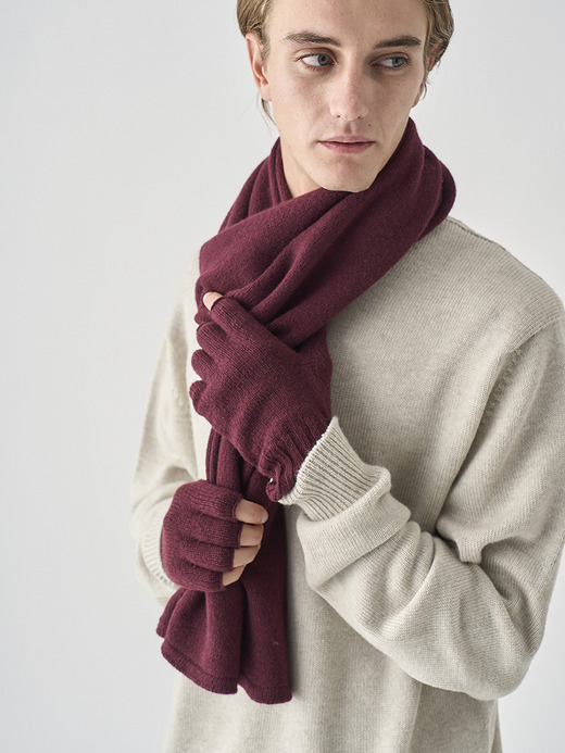 ［Eco Cashmere］カシミヤ混 フィンガーレスニットグローブ | MIST | 5G 詳細画像 CHICORY 3