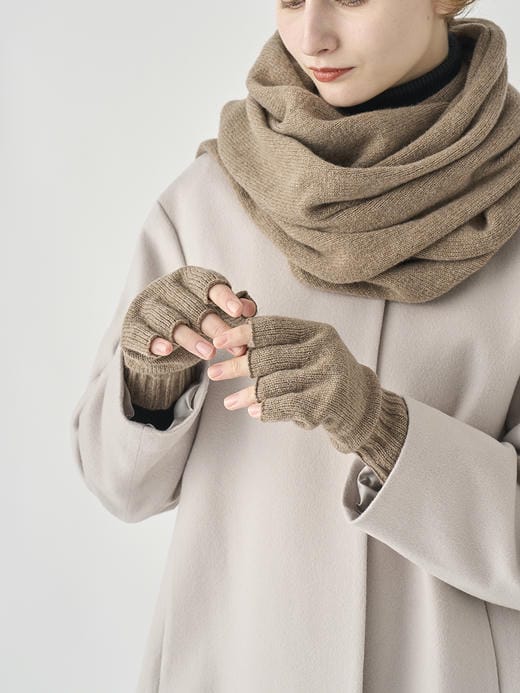 ［Eco Cashmere］カシミヤ混 フィンガーレスニットグローブ | MIST | 5G 詳細画像 MUSHROOM 3