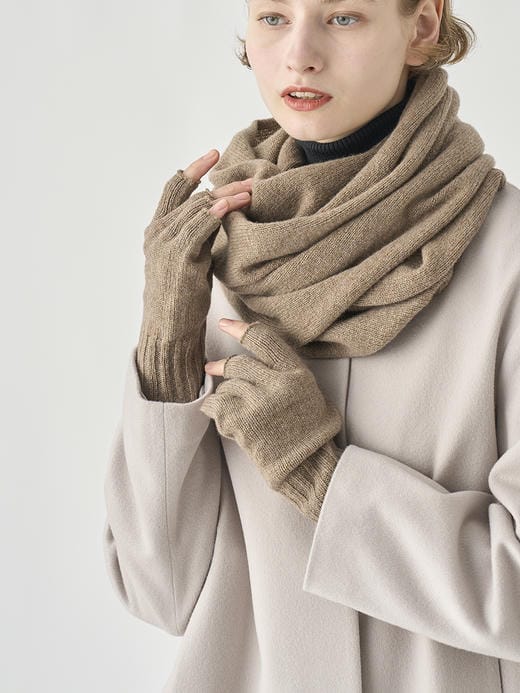 ［Eco Cashmere］カシミヤ混 フィンガーレスニットグローブ | MIST | 5G 詳細画像 MUSHROOM 4