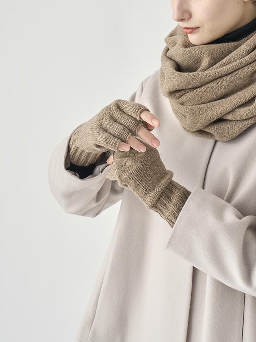 ［Eco Cashmere］カシミヤ混 フィンガーレスニットグローブ | MIST | 5G 詳細画像 MUSHROOM 6