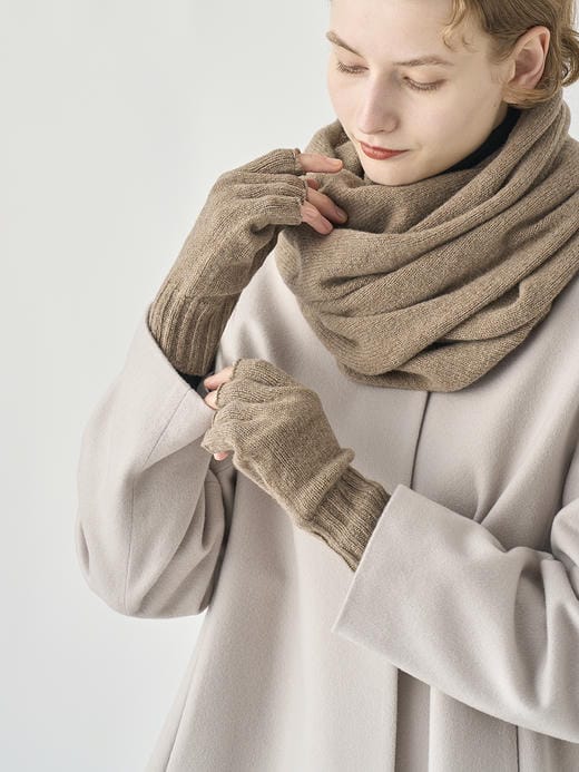 ［Eco Cashmere］カシミヤ混 フィンガーレスニットグローブ | MIST | 5G 詳細画像 MUSHROOM 7
