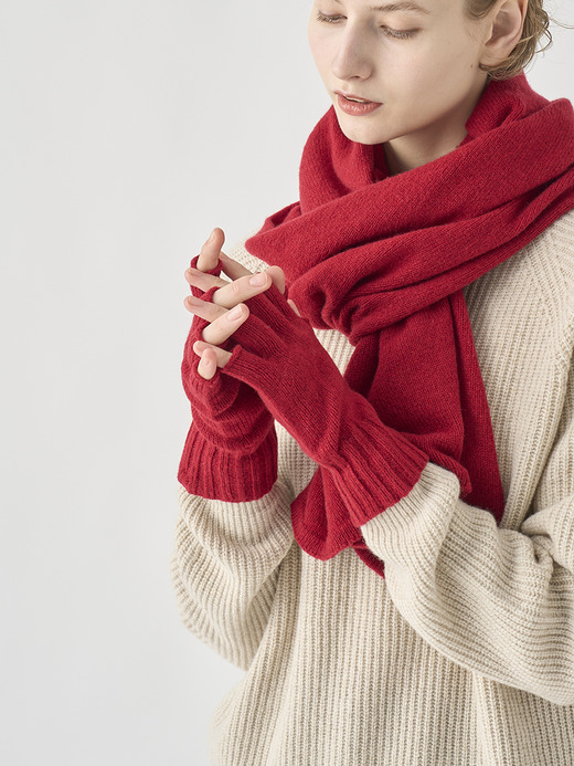 ［Eco Cashmere］カシミヤ混 フィンガーレスニットグローブ | MIST | 5G 詳細画像 VERMILLION 3
